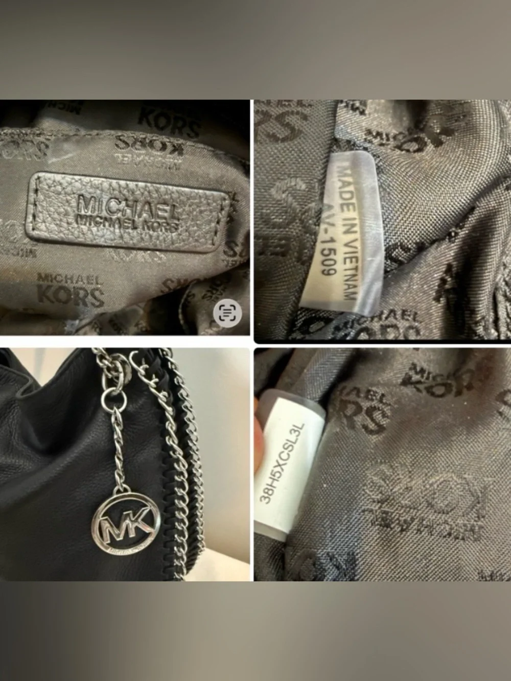 MICHAEL Michael Kors Chelsea Hobo Shoulder Bag Bkack Leather Chain Whipstitch